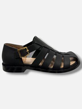 LOEWE Women's Black Campo Leather Fisherman Sandals Size 6 (EU 36)